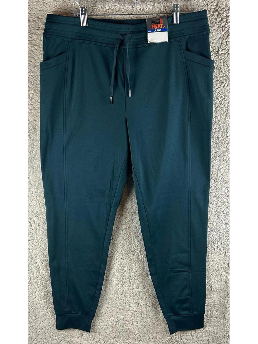 32 Degrees Heat Women’s Dark Teal Pull-On Pants Size Large Stretch Drawstring